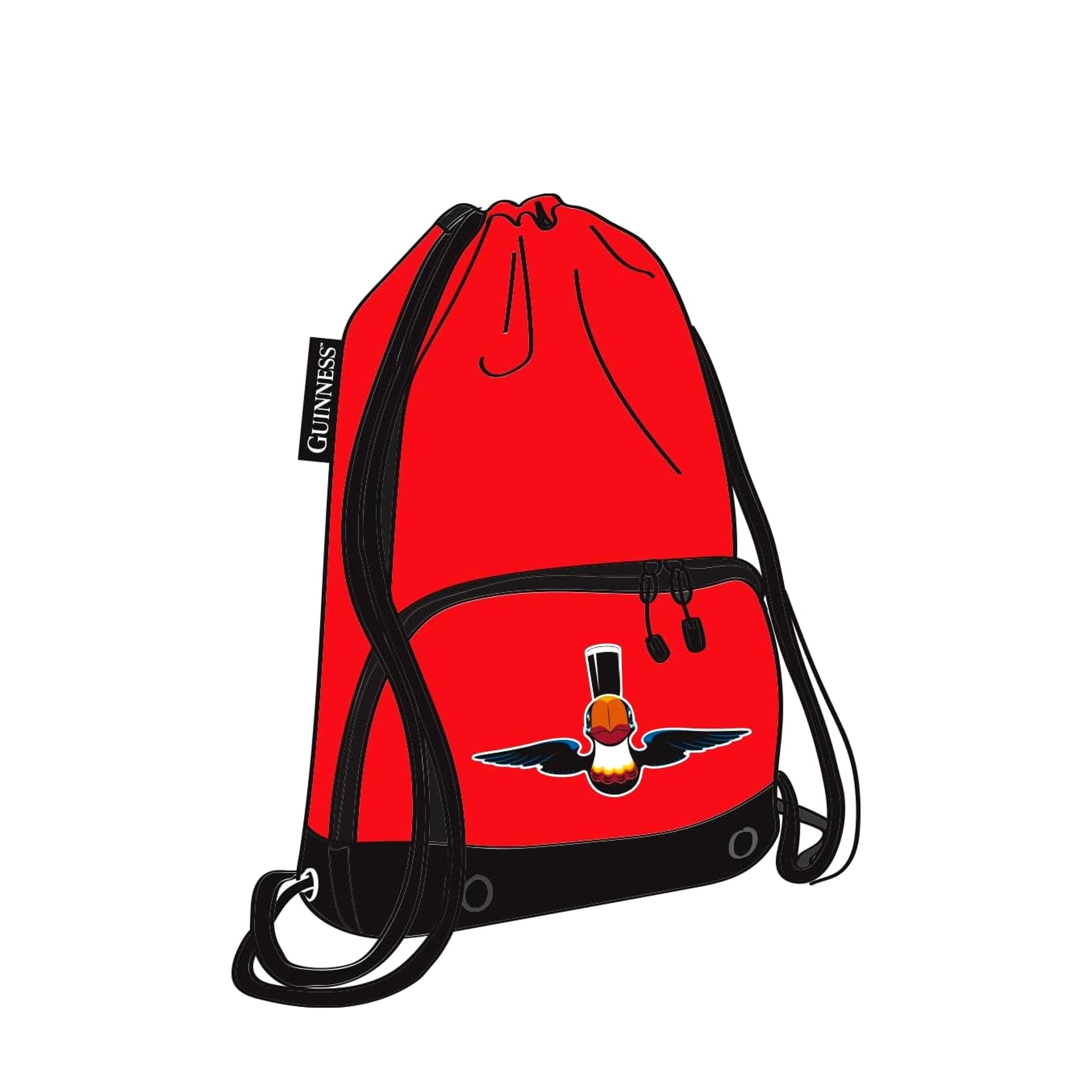 Red String Backpack Guinness Red Drawstring Backpack with Toucan Logo – Lightweight Gym