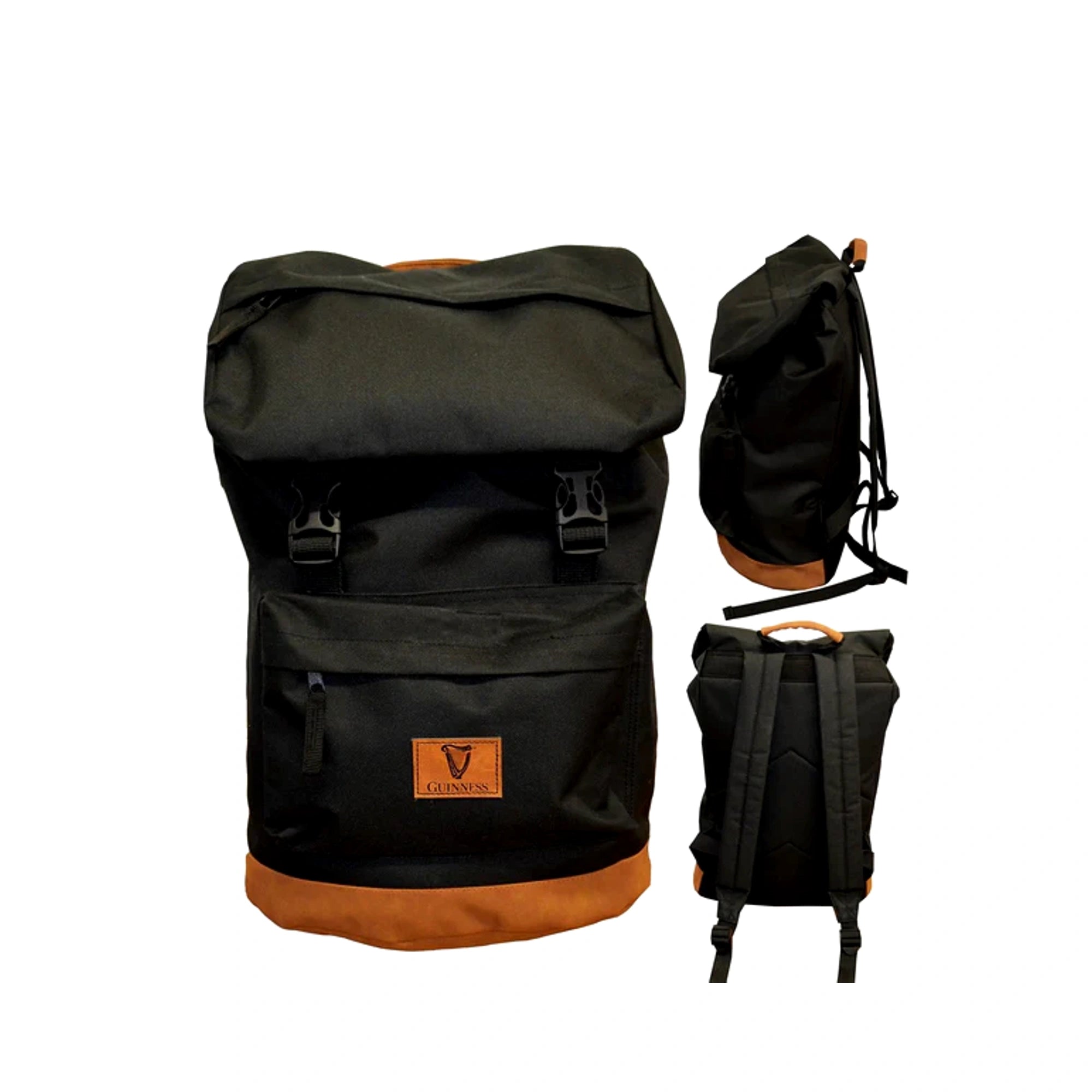 Guinness black backpack with brown suede base official travel bag