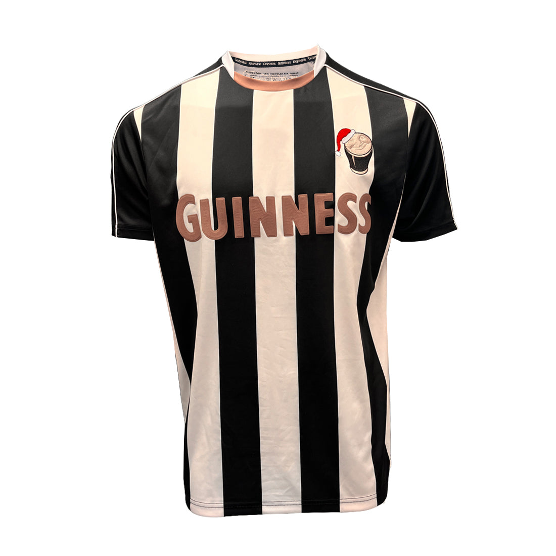 Guinness Christmas black and cream striped jersey front