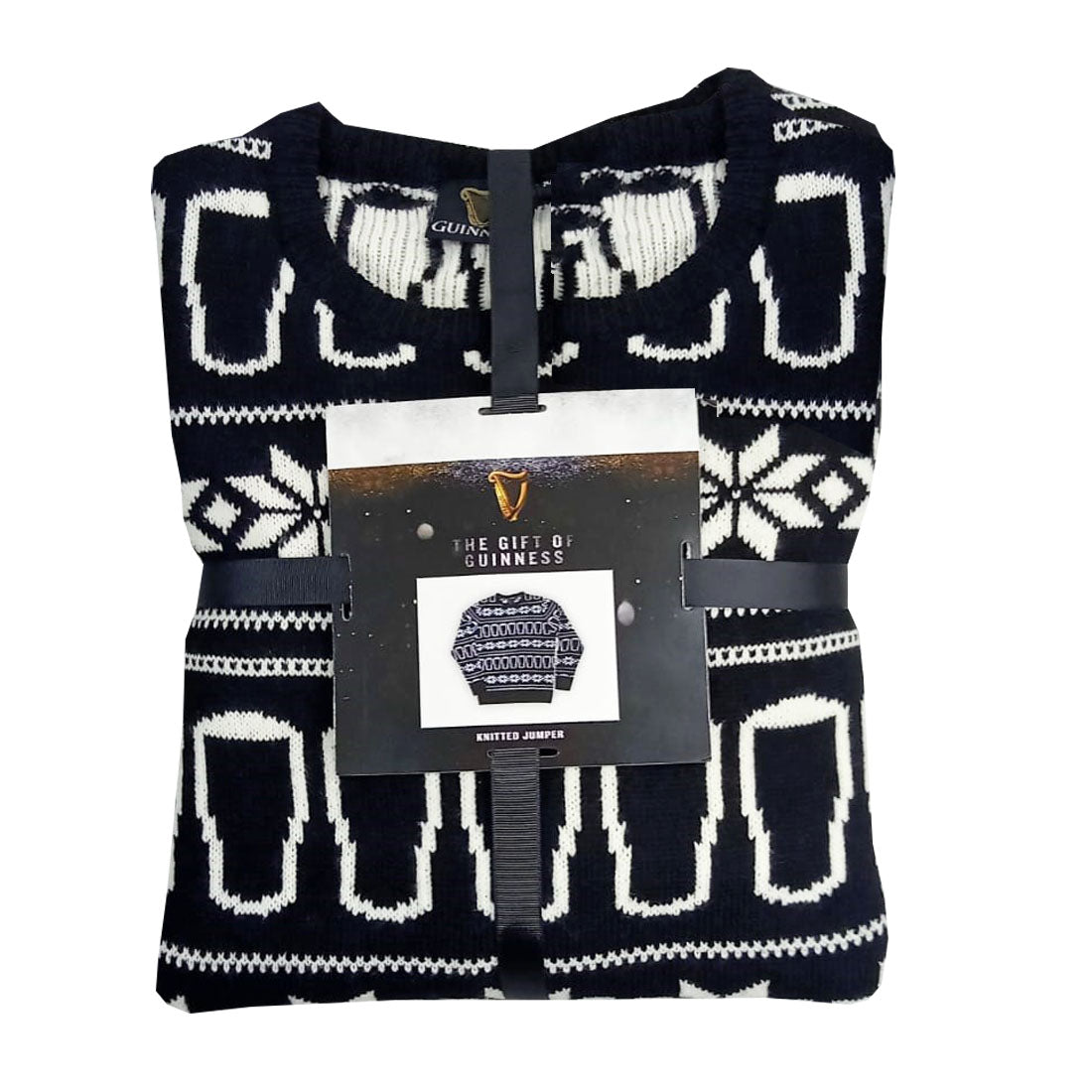 Guinness Christmas jumper black and white festive knit