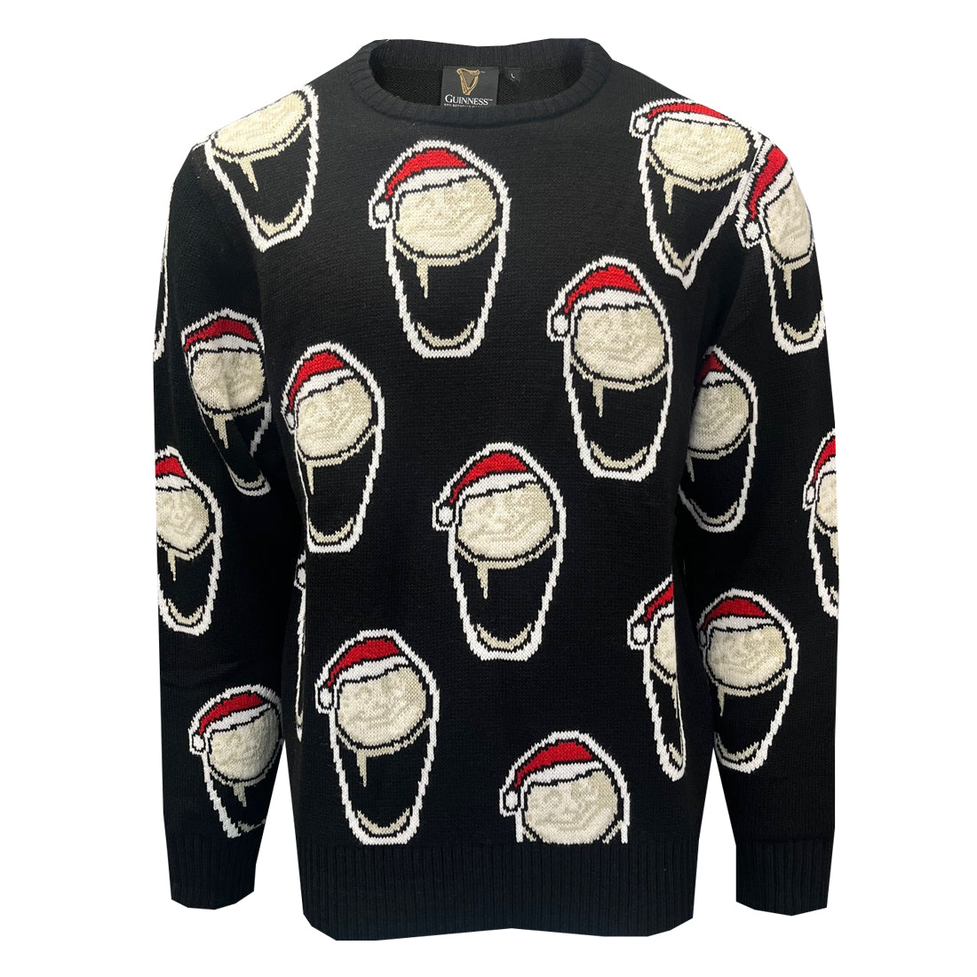 Guinness Christmas Jumper men's black festive pint sweater
