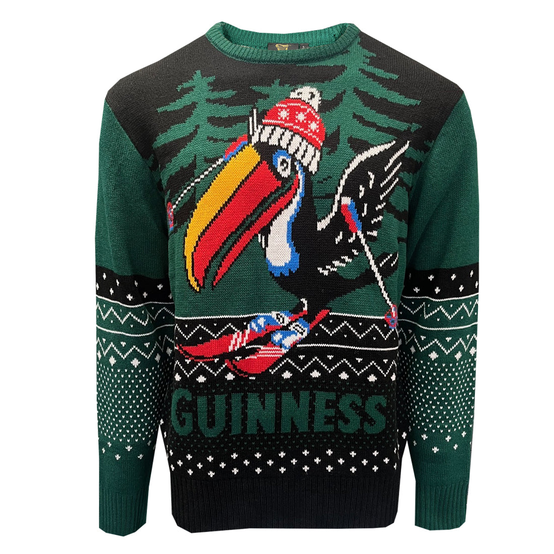 Guinness Toucan green Christmas jumper festive knit