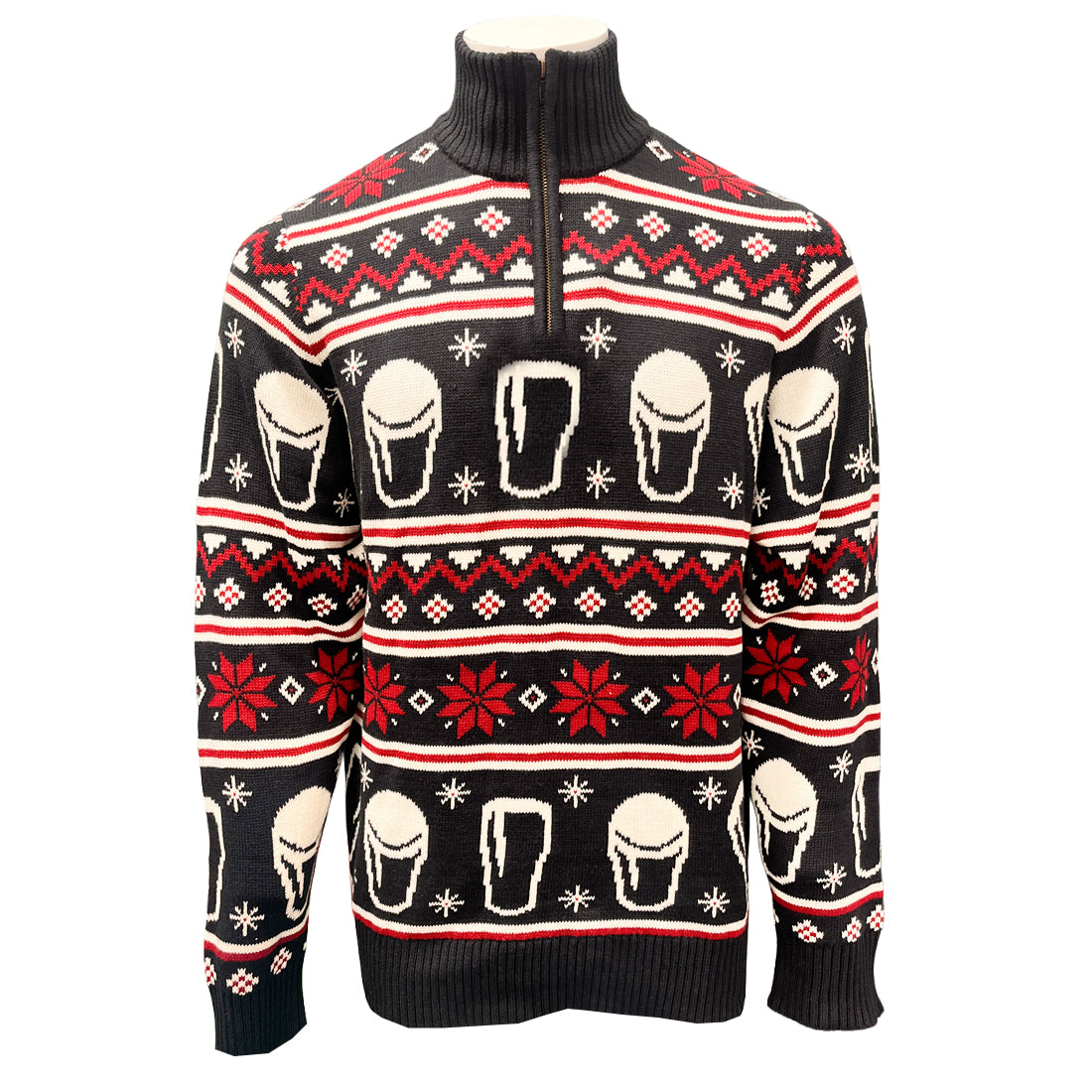 Guinness black Fair Isle quarter-zip Christmas jumper