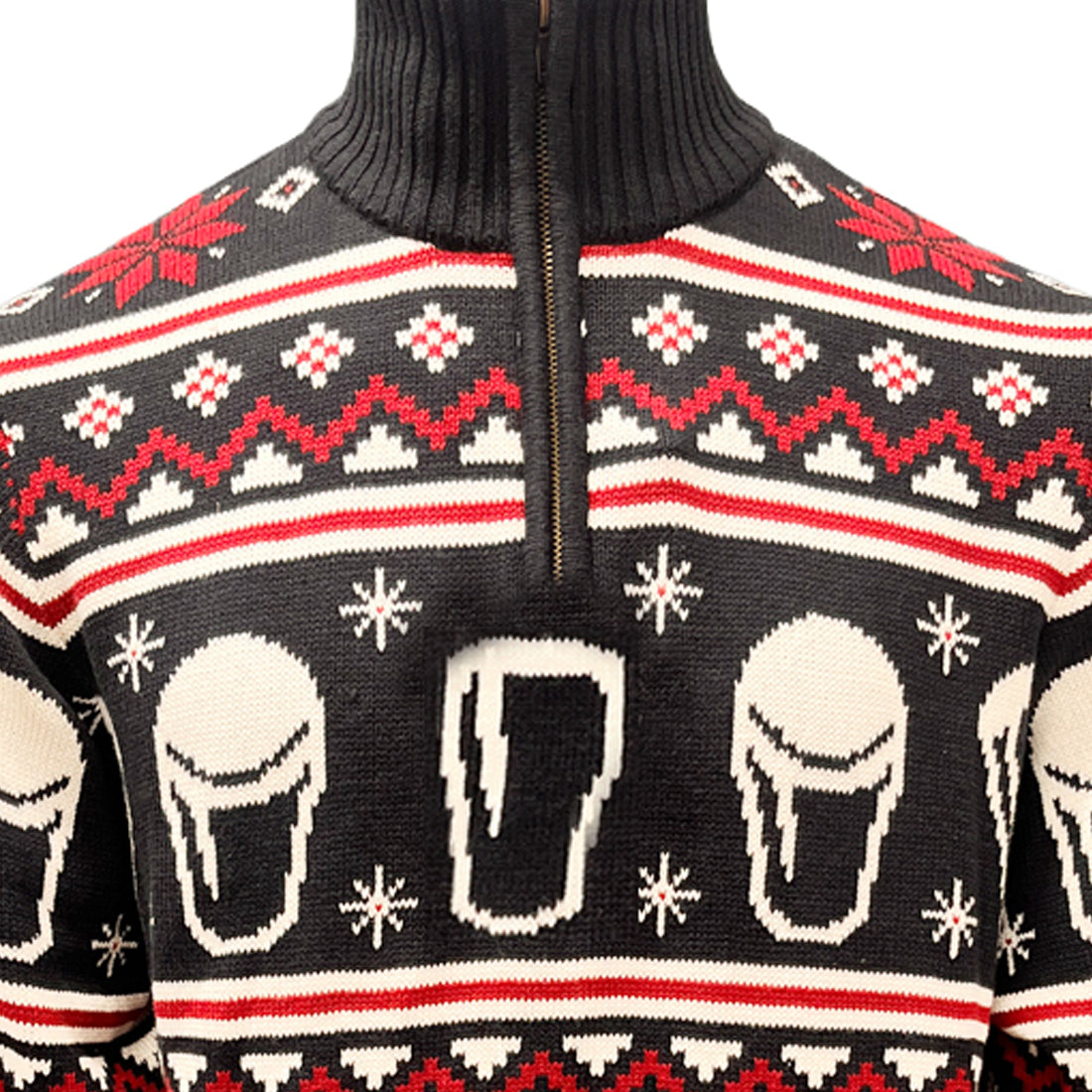 Guinness Christmas jumper Fair Isle pint and snowflake knit detail