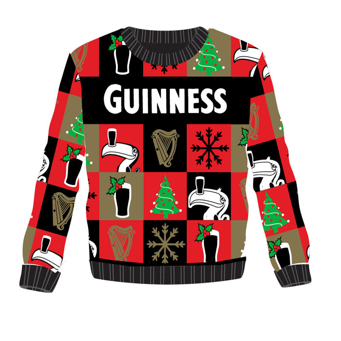 Guinness Christmas Jumper festive patchwork knit sweater