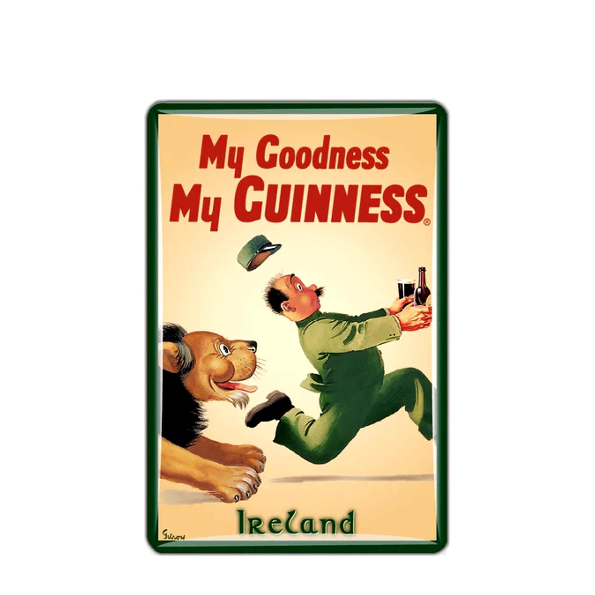 Guinness lion chasing fridge magnet collectible Guinness gift