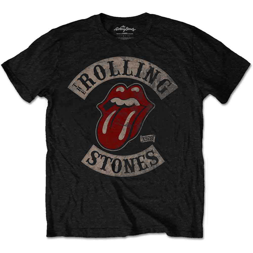 Official The Rolling Stones Classic Tongue Logo 1978 T-Shirt in Charcoal Black - official The Rolling Stones music T-shirt
