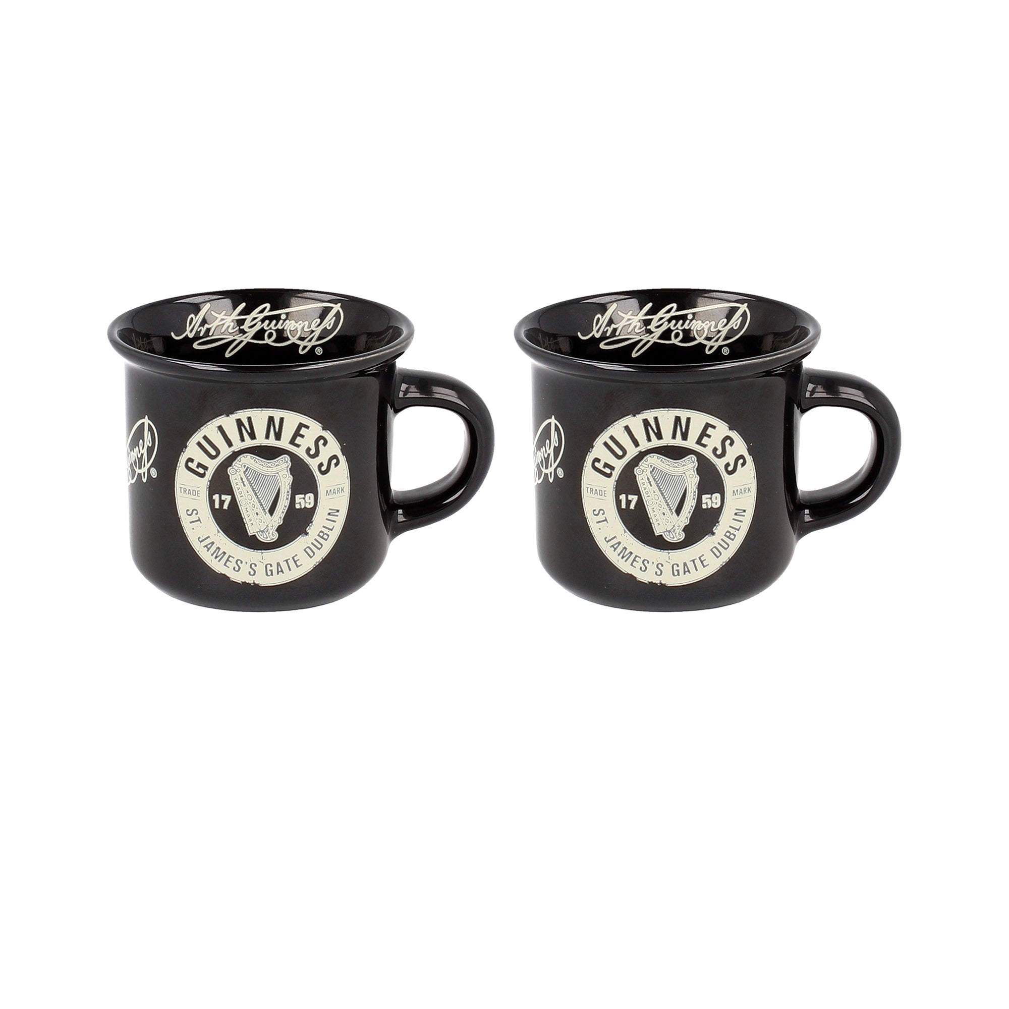 Guinness black espresso cups set of two ceramic mugs