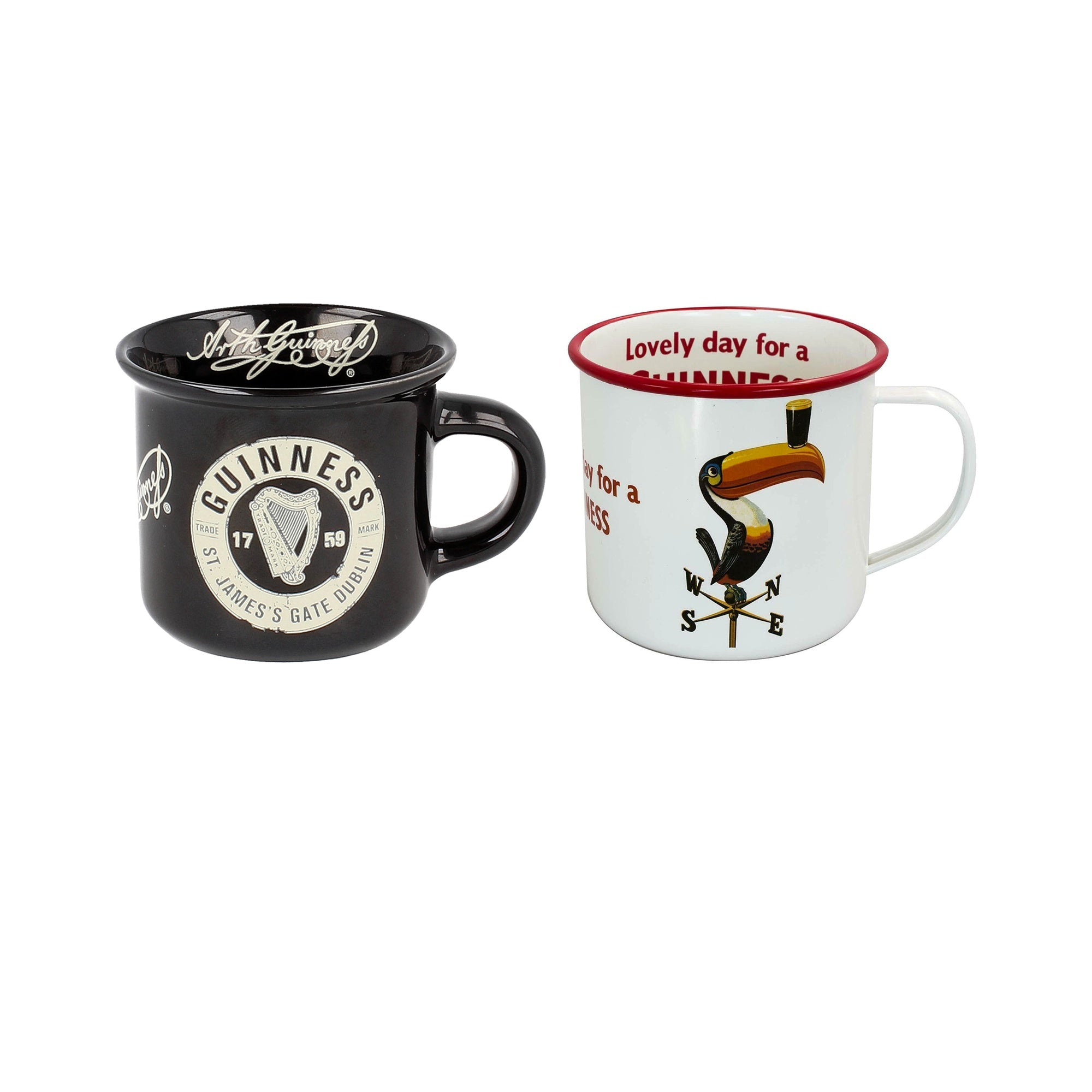 Guinness espresso cup set black and white ceramic mugs with toucan design
