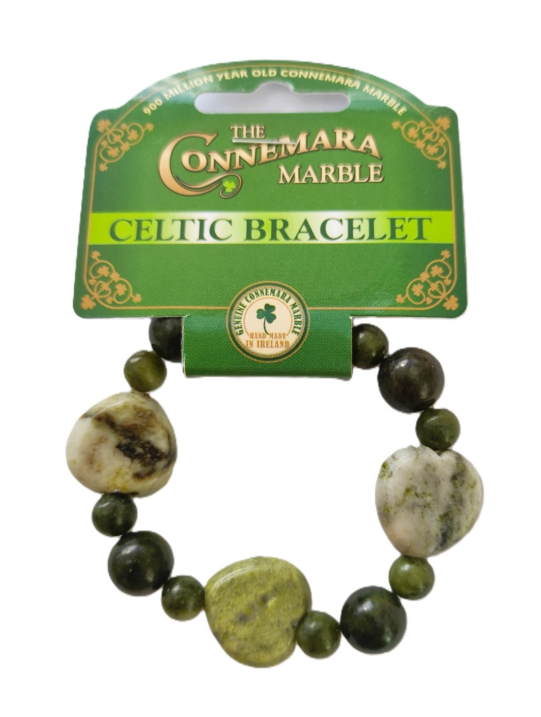 Connemara Marble Bracelet With Round And Heart Beads