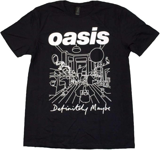 Official Oasis Definitely Maybe Sketch T-Shirt in Black - official Oasis music T-shirt
