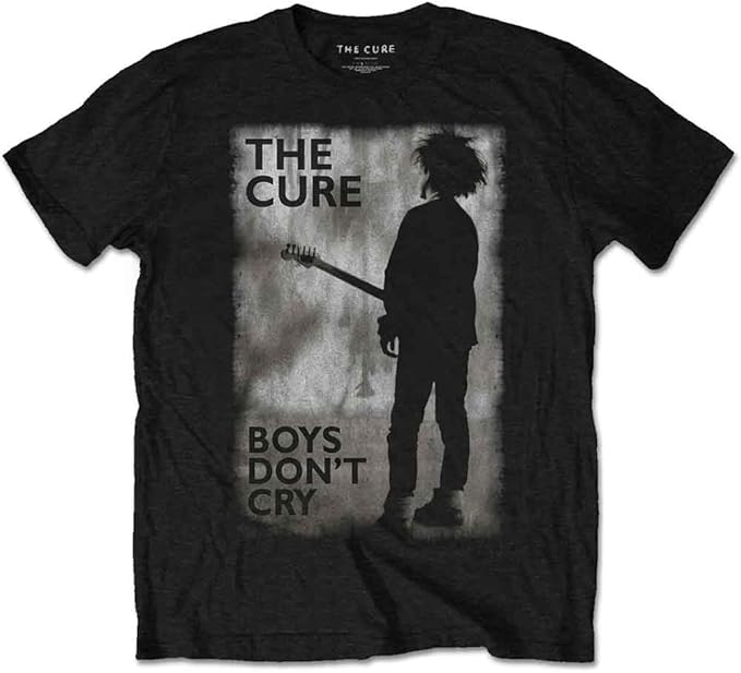 Official The Cure Boys Don't Cry T-Shirt in Charcoal Black - official The Cure music T-shirt